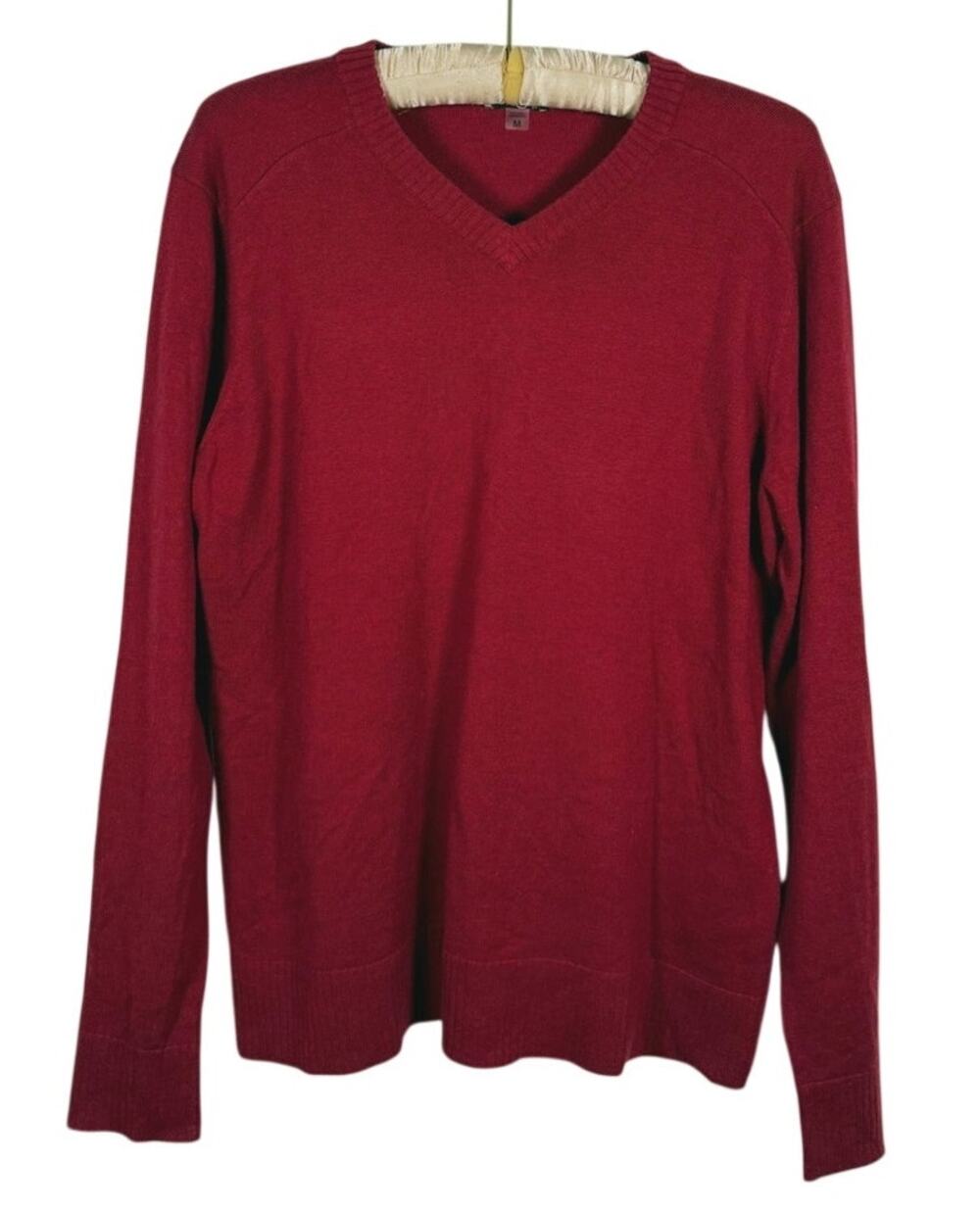 Smartwool Mens Sparwood V-Neck Merino Blend Sweater M Red Burgundy Classic Fall